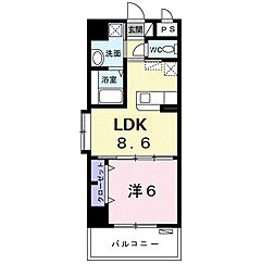 コーラルストーン泊 1LDKの間取図画像
