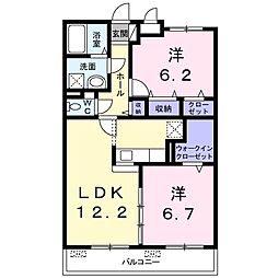 カルム・ベル・メゾン 2LDKの間取図画像
