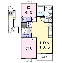 ノエル・エスポワールB 2LDKの間取図画像