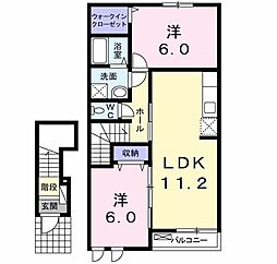 ジュネスドアイサ 2LDKの間取図画像