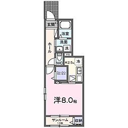 デネブ 1Kの間取図画像