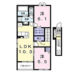 ノール・ボヌール 2LDKの間取図画像