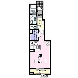 ラフォンテヴィラK2 ワンルームの間取図画像