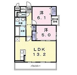 ローズ スクエア 2LDKの間取図画像