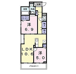 ローズ スクエア 2LDKの間取図画像