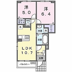 グロワール 2LDKの間取図画像