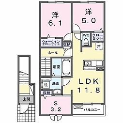 グロワール 2LDKの間取図画像