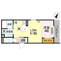 D-Grande弥生E 1LDKの間取図画像