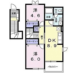 リバーサイド・ドリーム5 2DKの間取図画像