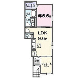 塩川アパート一期 1LDKの間取図画像