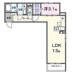 ヒカルサ熊谷ウエスト 1LDKの間取図画像