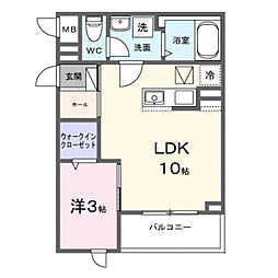 ヒカルサ熊谷ウエスト 1LDKの間取図画像