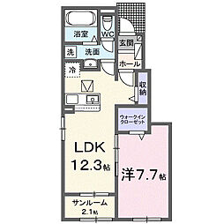 ベルツリー 1LDKの間取図画像