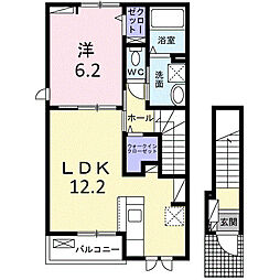 プルミエール 春 II 1LDKの間取図画像