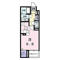 ヴァーグ・ブランシュ ワンルームの間取図画像