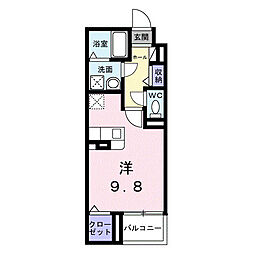 ヴァーグ・ブランシュ 1Kの間取図画像