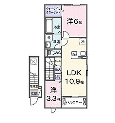 西深津町1丁目アパート(028780601) 2LDKの間取図画像