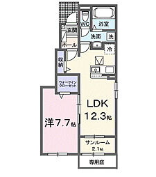 アルティメット くさかべ 1LDKの間取図画像