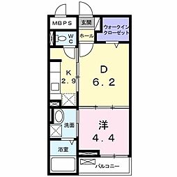 アンジュグリシーヌ 1DKの間取図画像