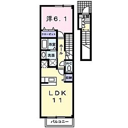 メゾン中園 1LDKの間取図画像