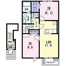 サンリットB 2LDKの間取図画像