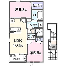 クレストコート緑台II 2LDKの間取図画像