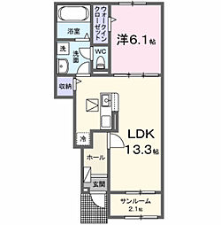 アデランテI 1LDKの間取図画像