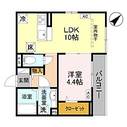 la chance和田町 1LDKの間取図画像