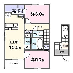 フジ ビスタ 2LDKの間取図画像