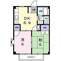 ハイツ南出1 2DKの間取図画像