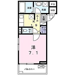 ポラリスヤマト 1Kの間取図画像