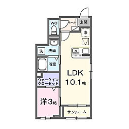 ヒカルサ上尾上ウエスト 1LDKの間取図画像