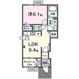 シズ・ボリーS 1LDKの間取図画像