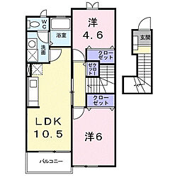 フィールドヒル 2LDKの間取図画像