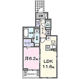 シャンティ長沢 1LDKの間取図画像