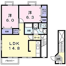 シャングリラ 2LDKの間取図画像