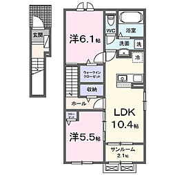 アプローチIII 2LDKの間取図画像