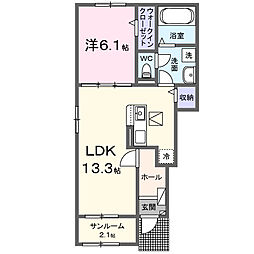 グリーンノアA 1LDKの間取図画像