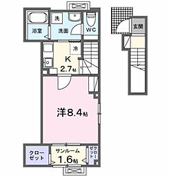 ライズひまわり 1Kの間取図画像