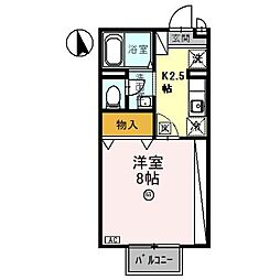 サニーコート聖4 1Kの間取図画像