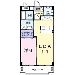 エクセレント・盛 1LDKの間取図画像