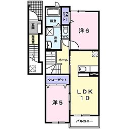 グレイス輝 2LDKの間取図画像