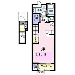 ルヴェ ソン ヴェール ワンルームの間取図画像