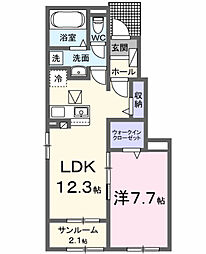 キーウエスト K 1LDKの間取図画像