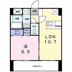 オーレオール 1LDKの間取図画像