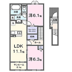 レジデンス箔 2LDKの間取図画像
