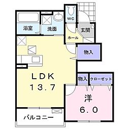 メゾンヴィオラ 1LDKの間取図画像