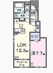 サーナ・M I 1LDKの間取図画像