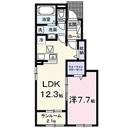 ヴィラ御代田 1LDKの間取図画像