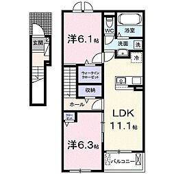 ヴィラ御代田 2LDKの間取図画像